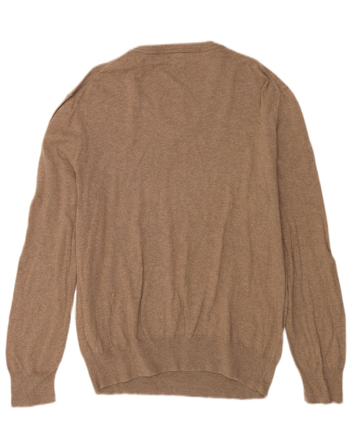 Gap Mens V-Neck Jumper Sweater Medium Beige Cotton