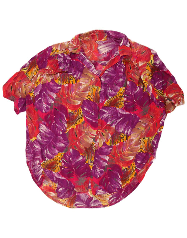 Chemise à manches courtes femme vintage UK 18 XL Floral multicolore