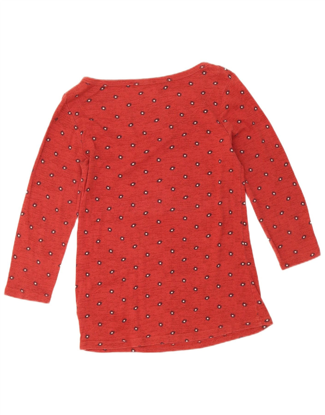 Marks & Spencer Womens Top 3/4 Sleeve UK 12 Medium  Red Floral Cotton