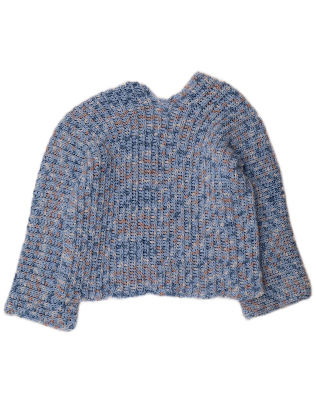 Vintage Womens V-Neck Jumper Sweater UK 12 Medium Blue Flecked