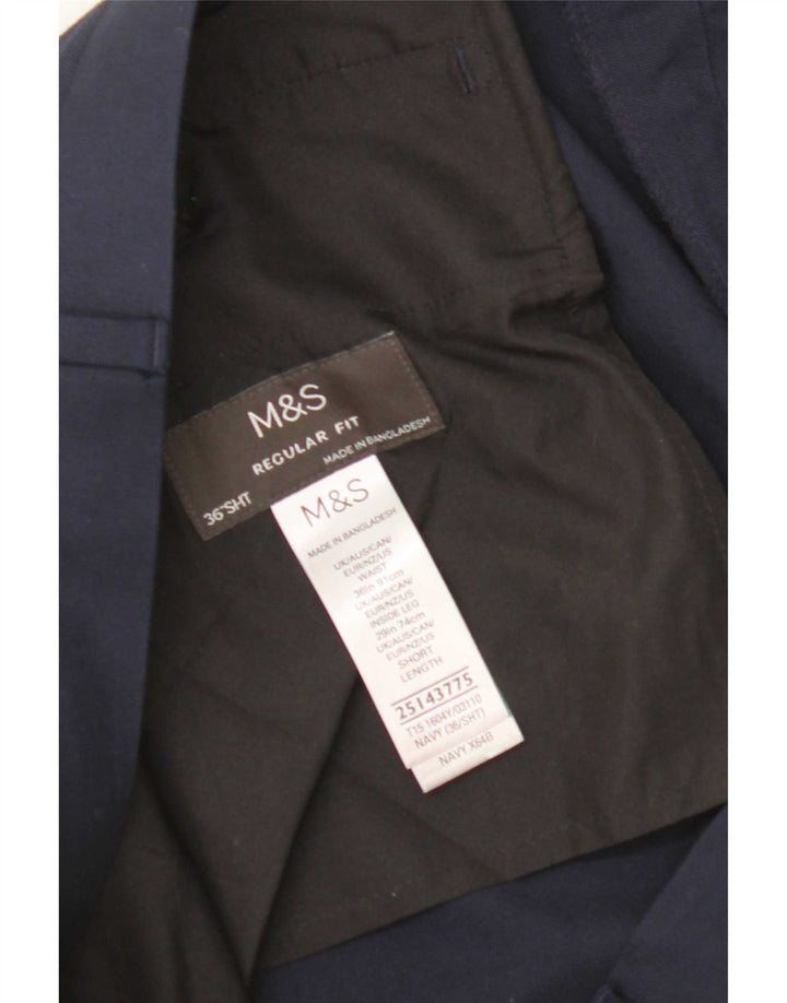 Marks & Spencer Womens Regular Fit Suit Trousers W36 L29 Navy Blue