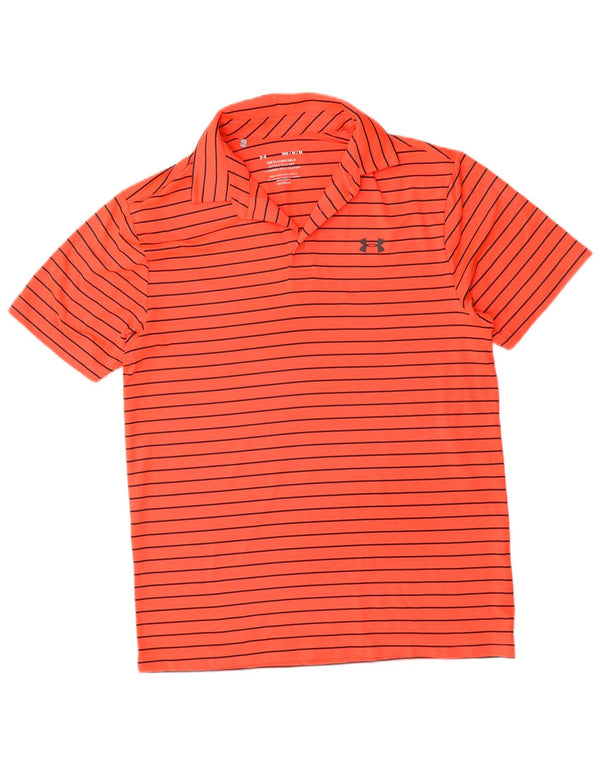 Polo Under Armour da uomo Heat Gear a righe arancioni medie