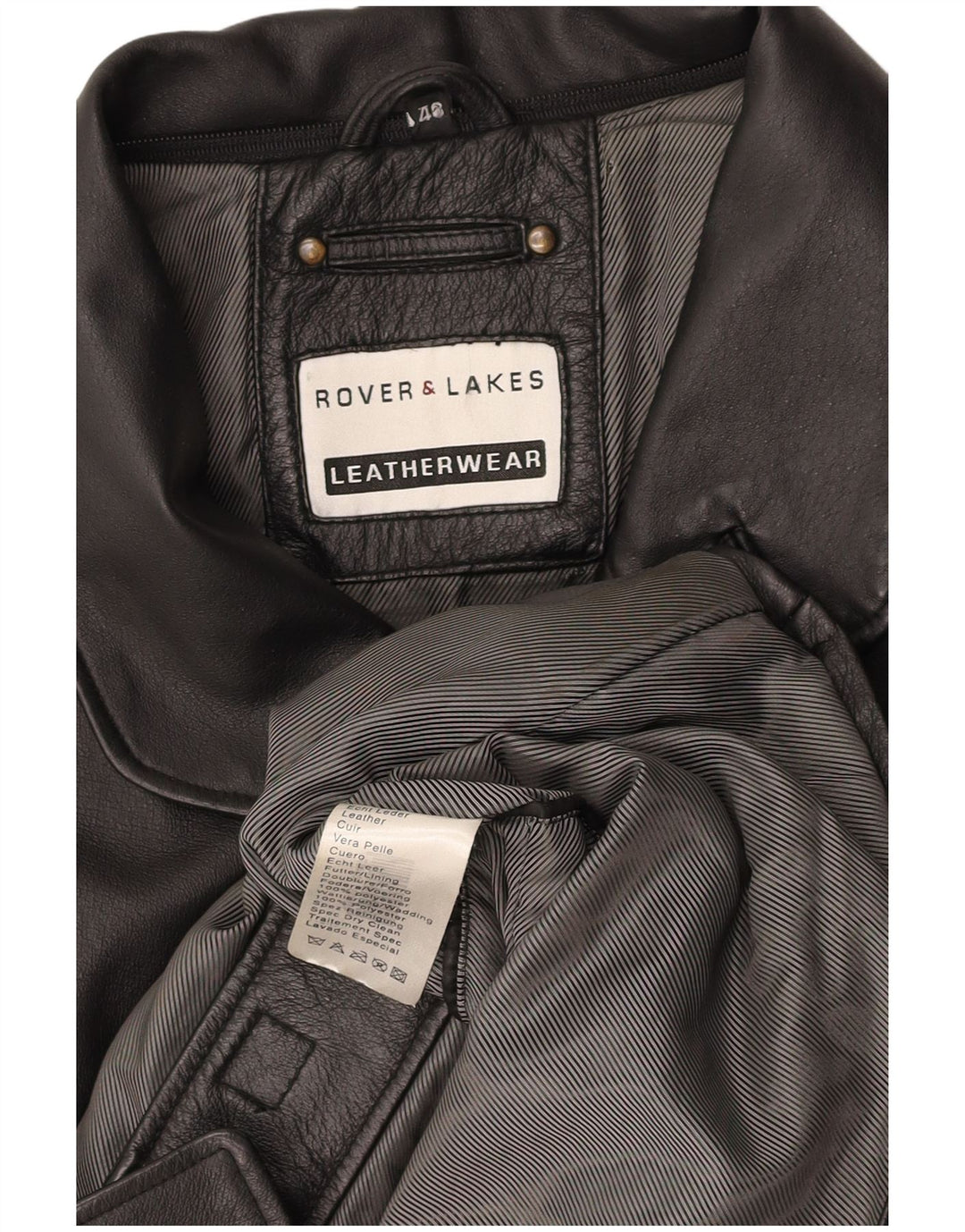ROVER&LAKES Mens Leather Coat IT 48 Medium Black Leather