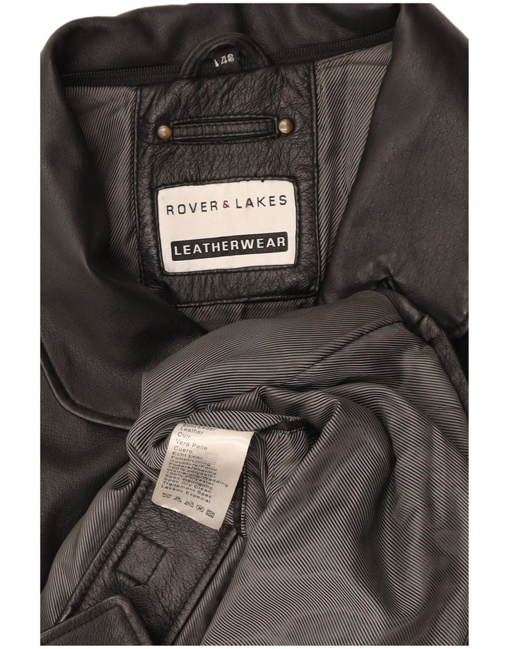 ROVER&LAKES Mens Leather Coat IT 48 Medium Black Leather