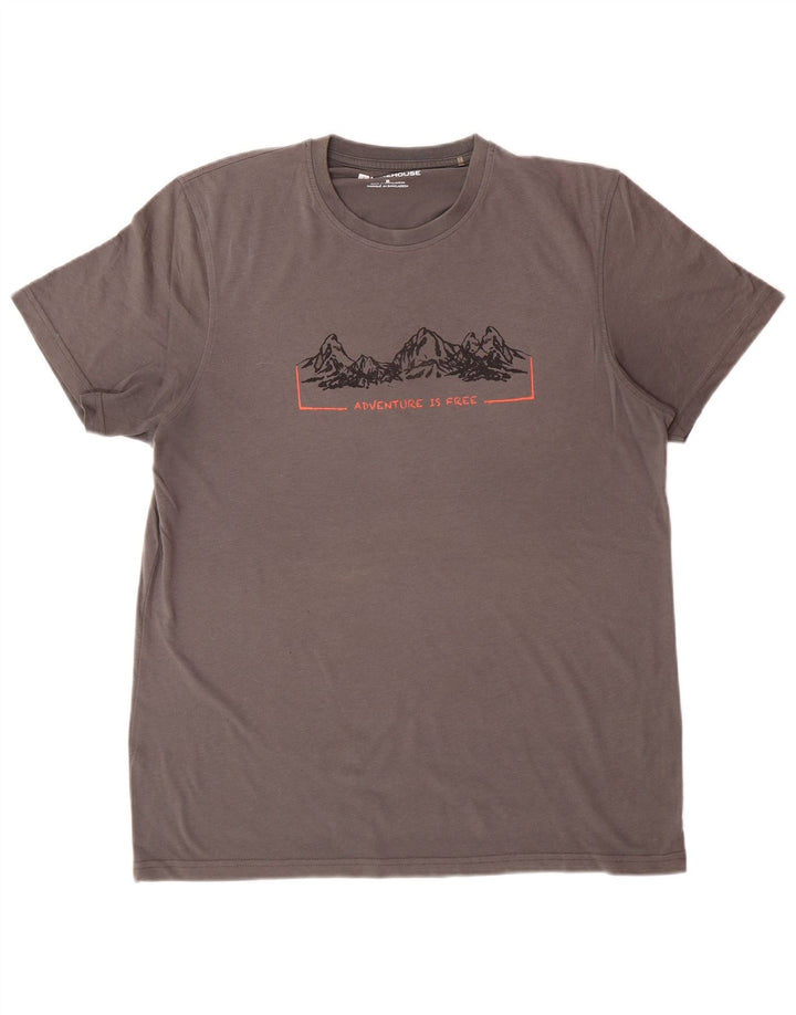 MOUNTAIN WAREHOUSE Mens Graphic T-Shirt Top Medium Grey