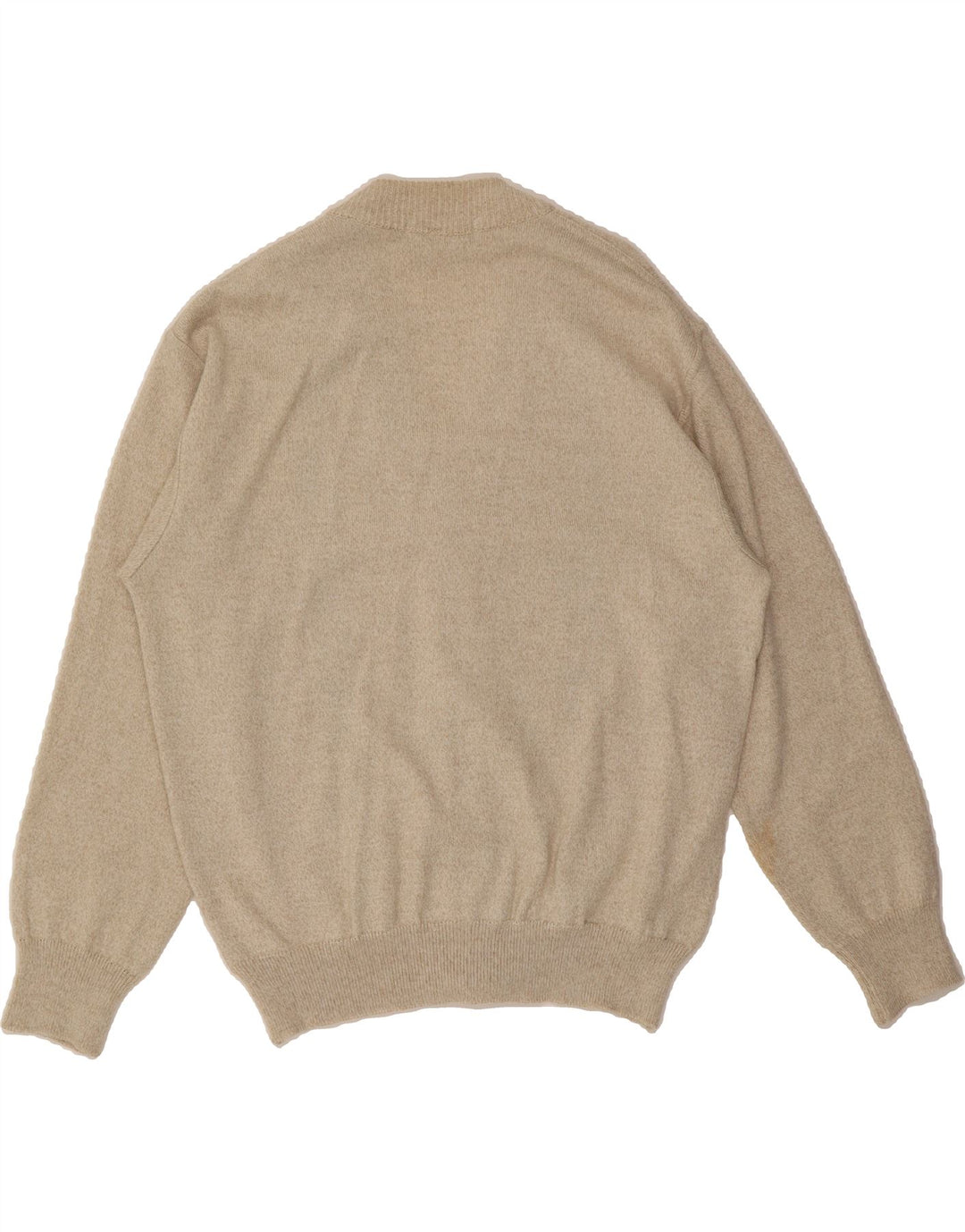 VINTAGE Mens Cardigan Sweater IT 52 Large Beige Striped Wool Vintage Vintage and Second-Hand Vintage from Messina Hembry 