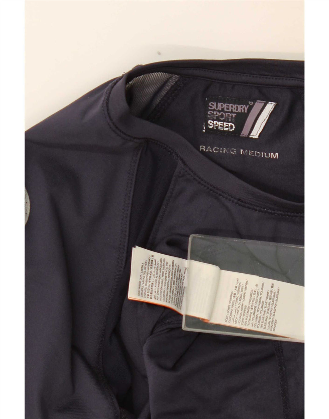 Top grafico da donna a maniche lunghe Superdry UK 12 color block blu navy medio