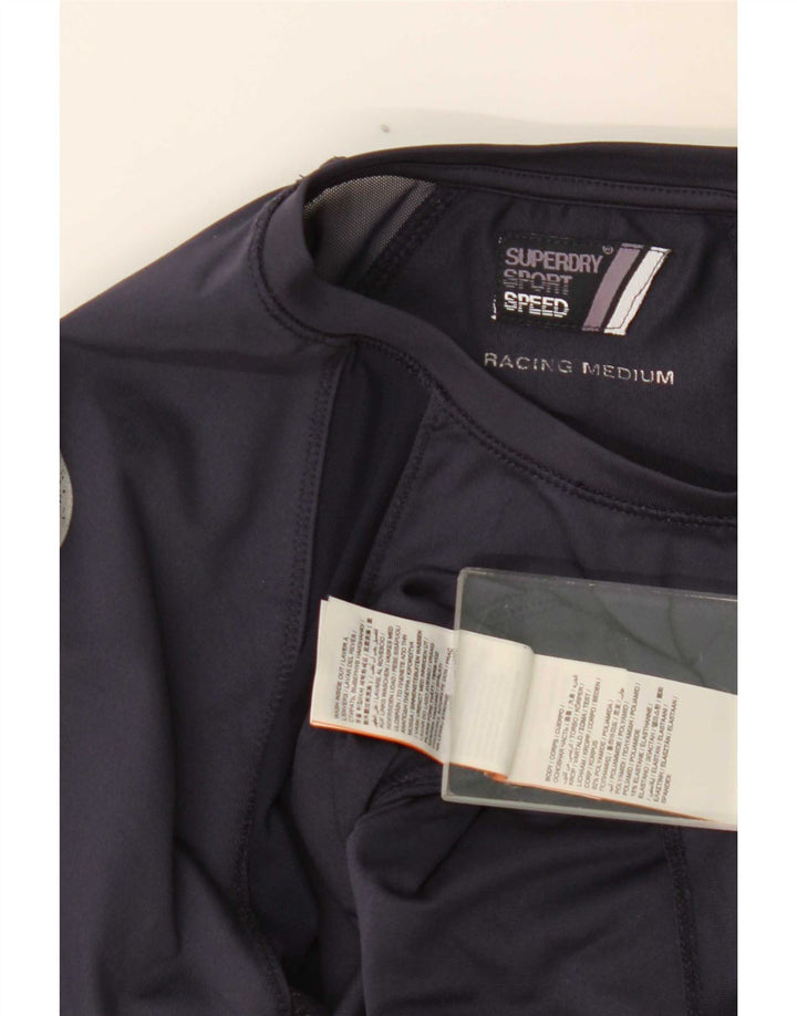 Top grafico da donna a maniche lunghe Superdry UK 12 color block blu navy medio