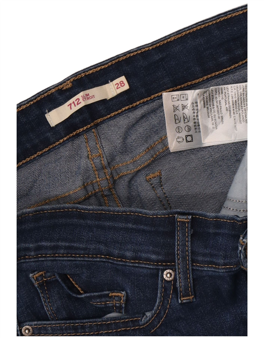 Levi's Damen 712 Slim Jeans W28 L31 Blaue Baumwolle
