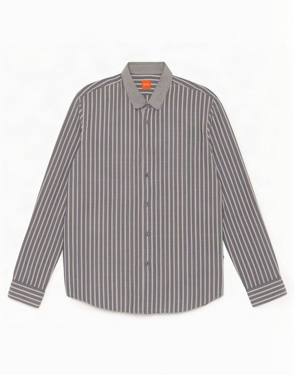 Camicia da uomo Hugo Boss XL in cotone a righe grigie