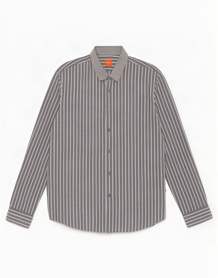Hugo Boss Mens Shirt XL Grey Striped Cotton