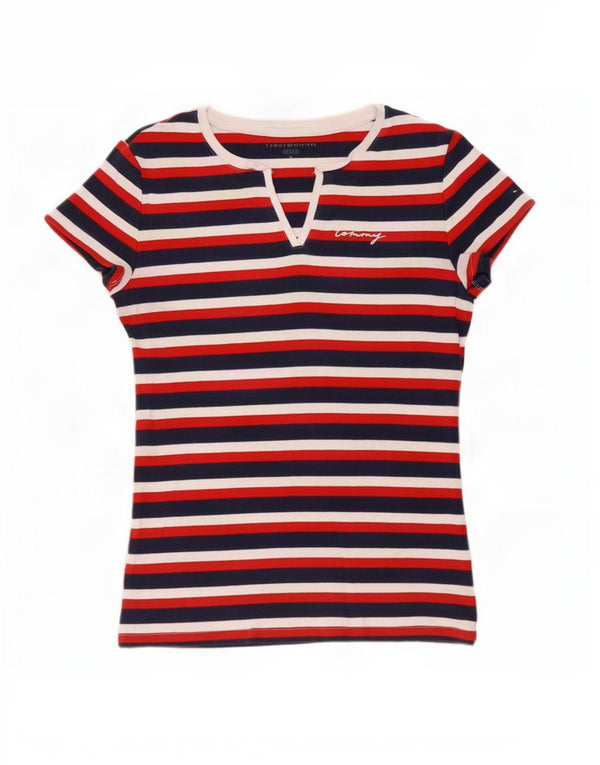 Tommy Hilfiger T-shirt top til kvinder UK 12 Mellem marineblå stribet bomuld