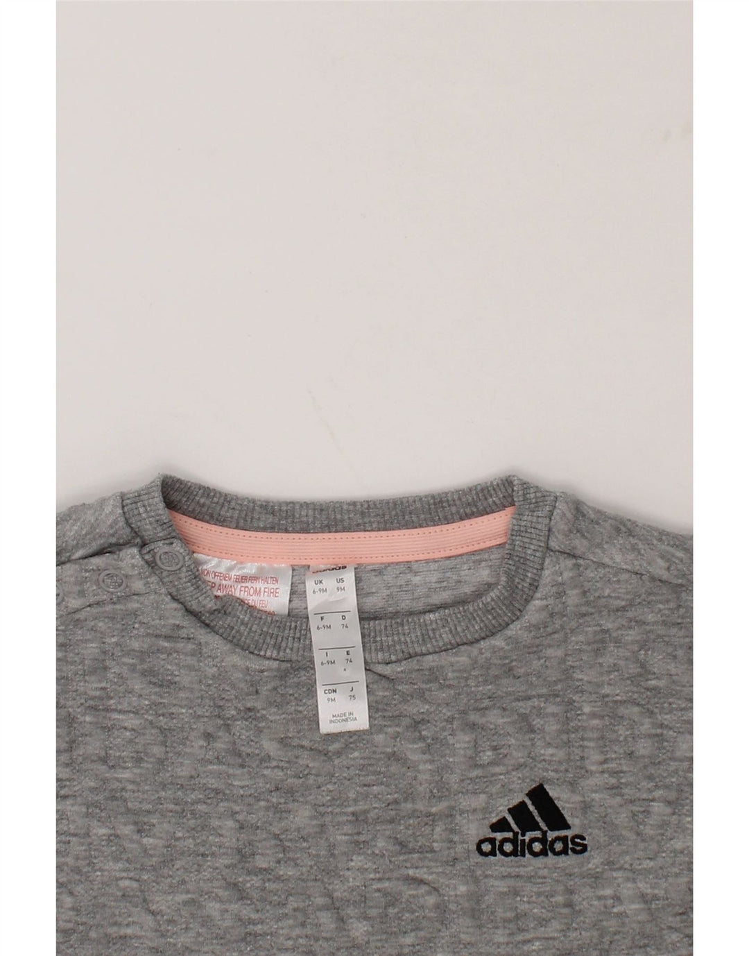 ADIDAS Baby Girls Sweatshirt Jumper 6-9 Months Grey Cotton Vintage Adidas and Second-Hand Adidas from Messina Hembry 