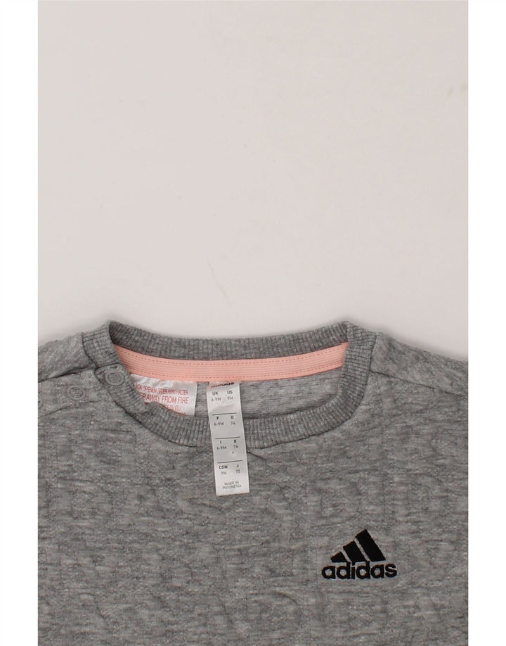 ADIDAS Baby Girls Sweatshirt Jumper 6-9 Months Grey Cotton Vintage Adidas and Second-Hand Adidas from Messina Hembry 