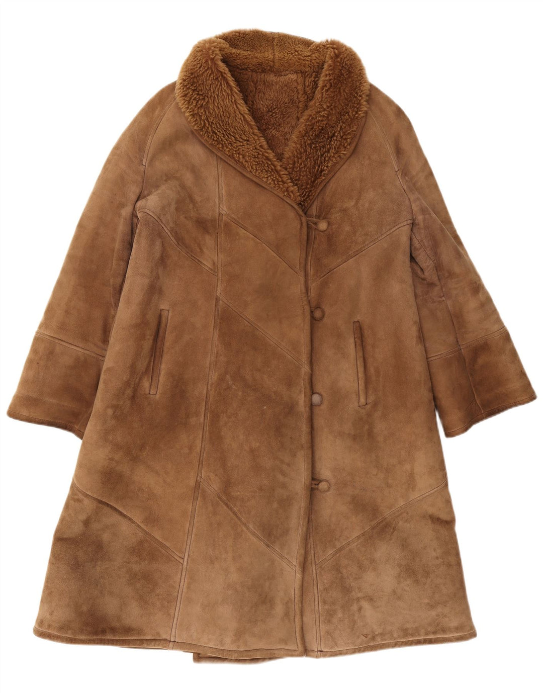 Vintage Damen Shearling Mantel IT 44 Mittelbrauner Shearling Classic