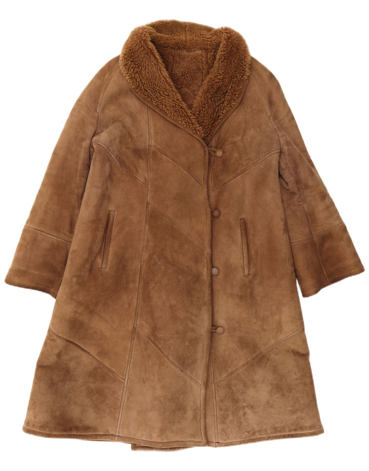 Vintage Damen Shearling Mantel IT 44 Mittelbrauner Shearling Classic