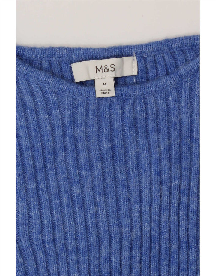 Marks & Spencer Womens Boat Neck Jumper Sweater UK 14 Medium Blue