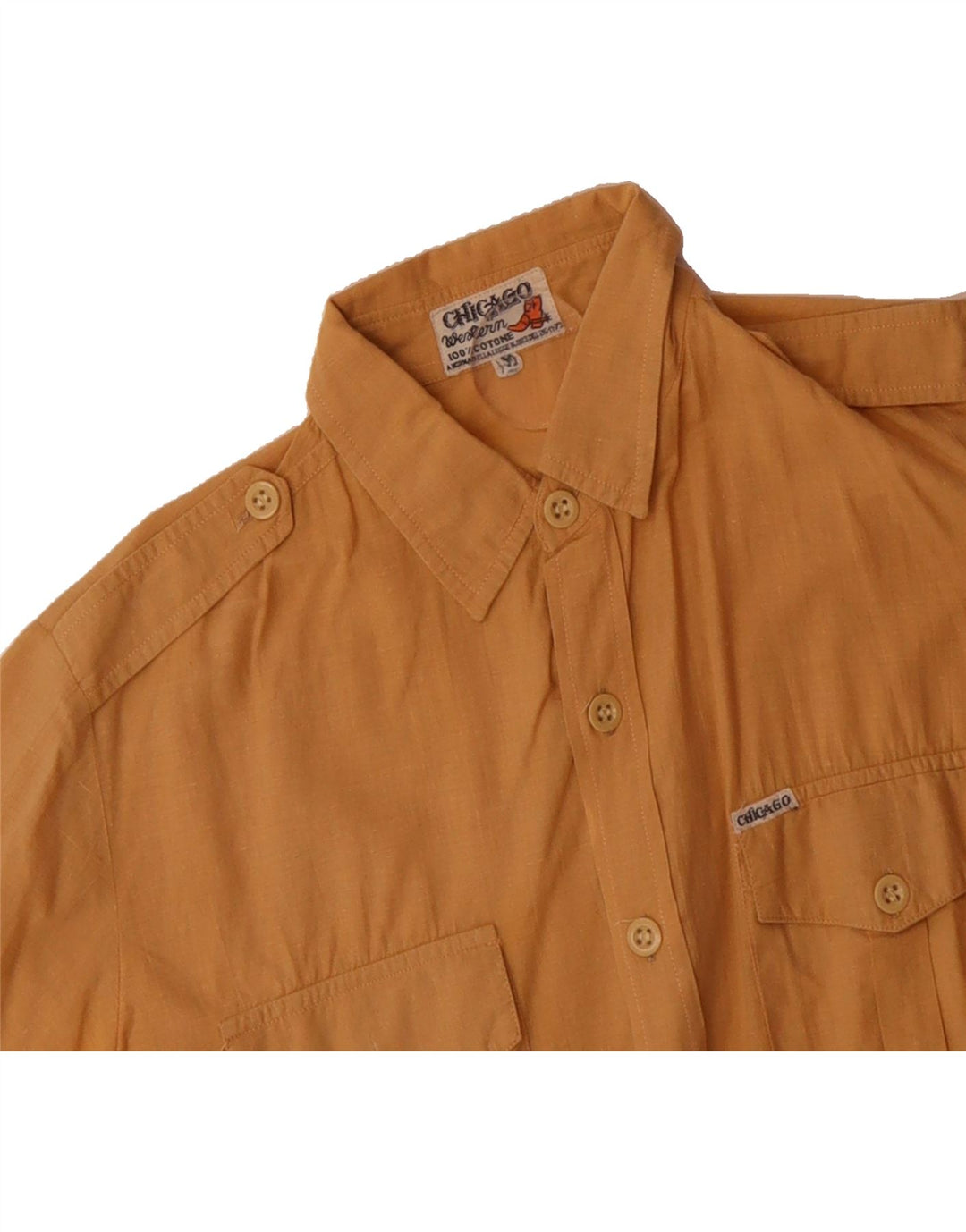 VINTAGE Mens Military Short Sleeve Shirt Medium Beige Cotton Vintage Vintage and Second-Hand Vintage from Messina Hembry 