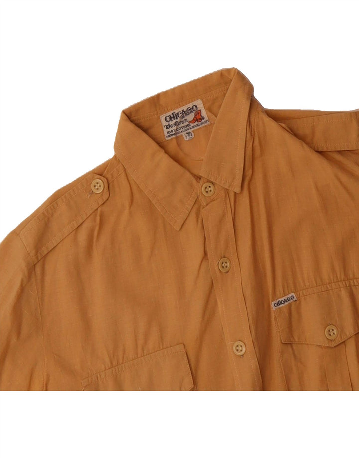 VINTAGE Mens Military Short Sleeve Shirt Medium Beige Cotton Vintage Vintage and Second-Hand Vintage from Messina Hembry 