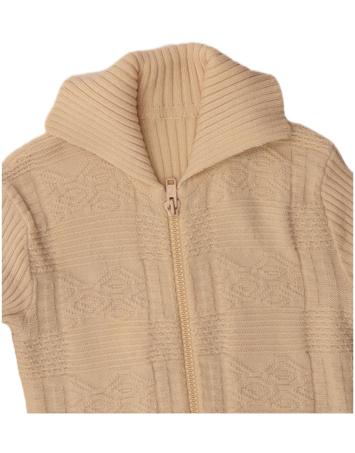 VINTAGE Womens Cardigan Sweater UK 10 Small Beige