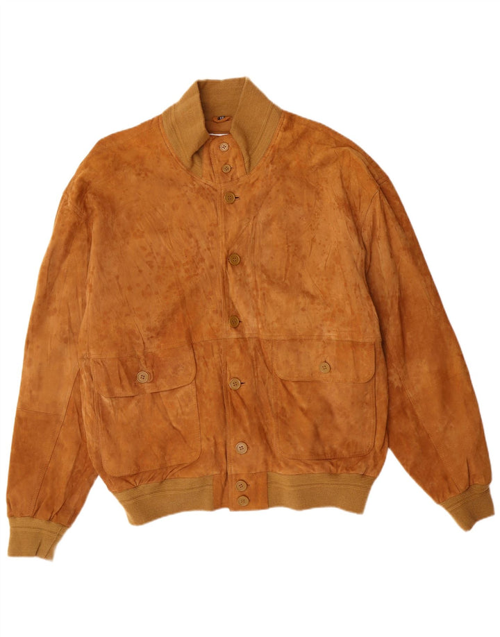 Freeheron Mens Suede Bomber Jacket IT 56 XL Brown Leather
