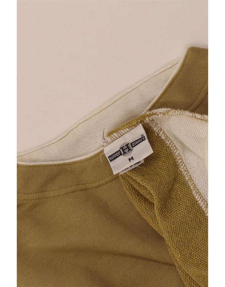 Vintage Womens Oversized Cardigan Sweater UK 14 Medium Khaki Colourblock