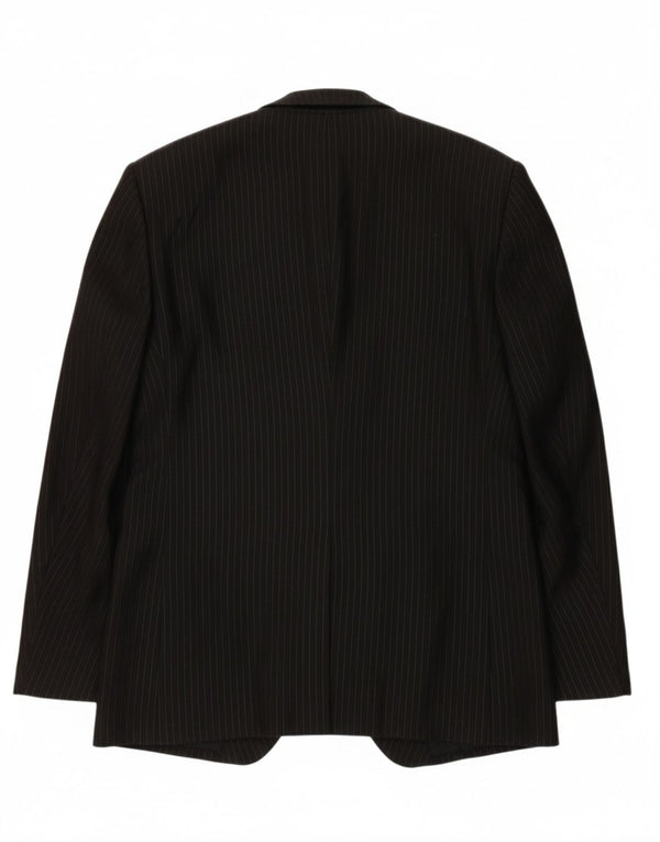 CARLO PIGNATELLI Mens 1 Button Blazer Jacket IT 52 XL Black Pinstripe