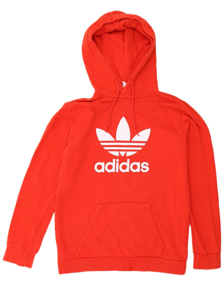 Adidas Mens Graphic Hoodie Jumper Medium Red Cotton