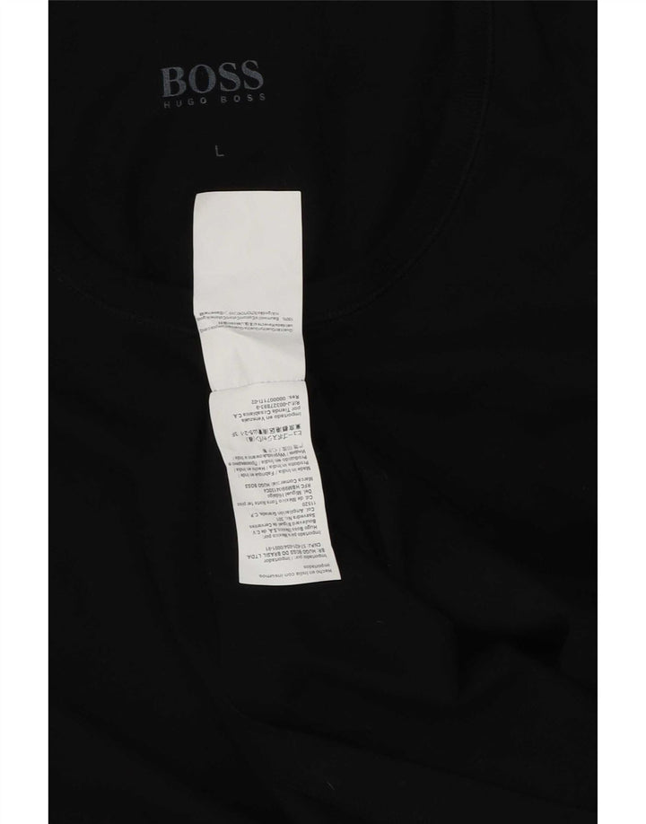 Hugo Boss Mens T-Shirt Top Large Black Cotton