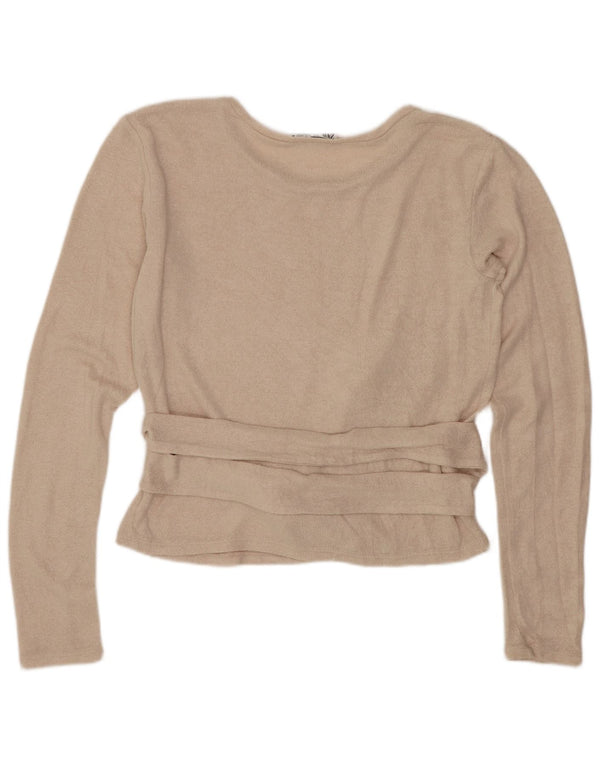 Zara Γυναικείο Crop Top Μακρυμάνικο UK 14 Medium Beige