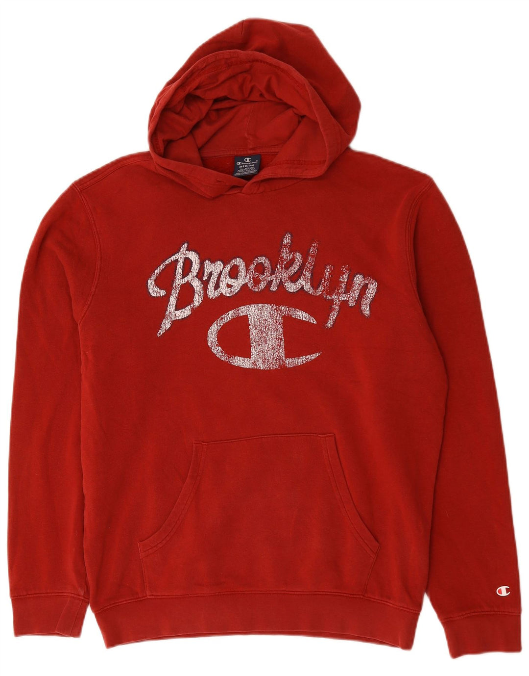Champion Mens Brooklyn Graphic Hoodie Jumper Medium Red Cotton