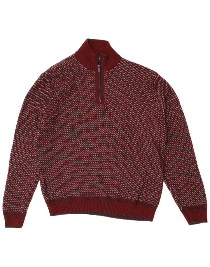 Marks & Spencer Mens Blue Harbour Zip Neck Jumper Sweater Large Burgundy