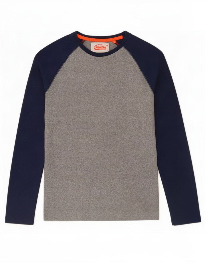 Superdry Herre Top Langærmet Lille Grå Colourblock Bomuld