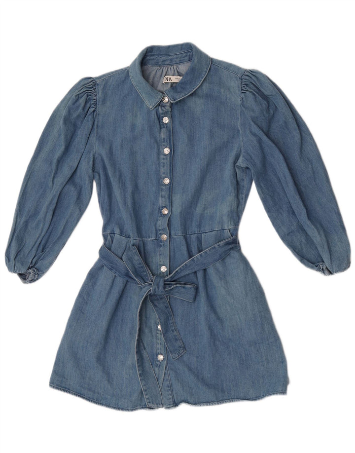 Zara Womens Long Sleeve Denim Dress UK 12 Medium Blue