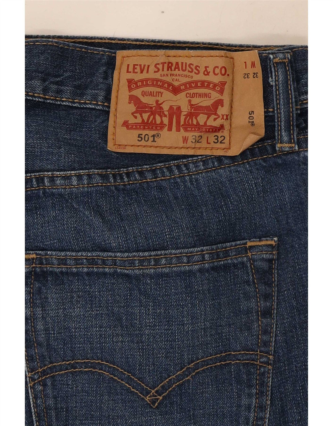 Levi's Herre 501 Straight Jeans W32 L32 Marineblå Bomuld