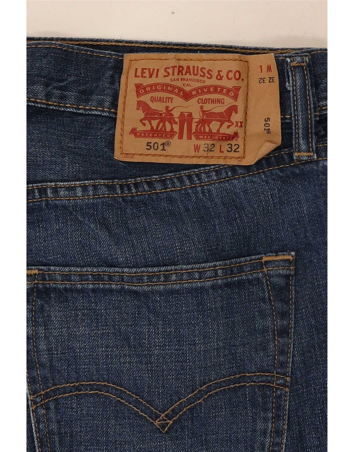 Levi's Herre 501 Straight Jeans W32 L32 Marineblå Bomuld