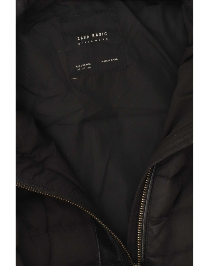 Zara Womens Hooded Oversized Padded Coat UK 6 XS Black