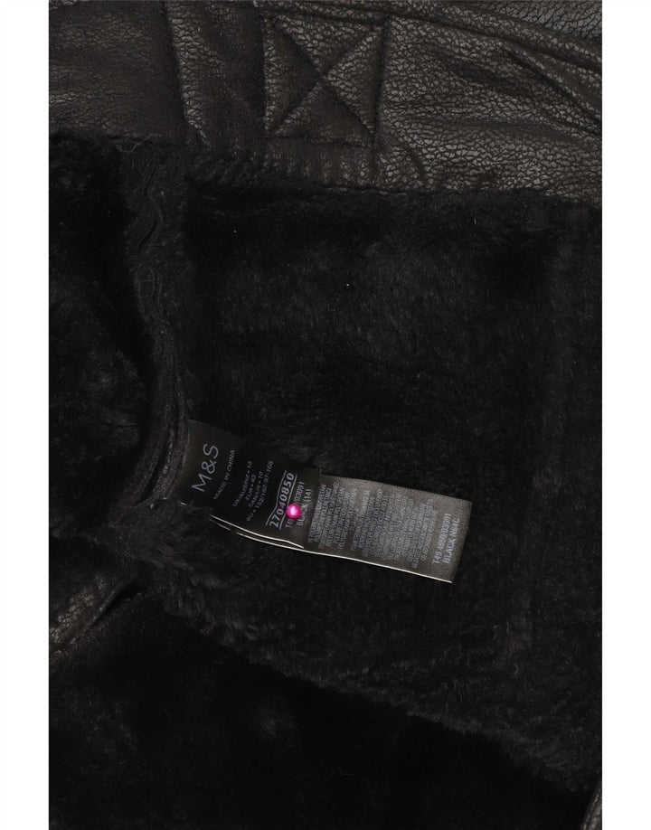 Marks & Spencer Damen Sherpa-Jacke UK 14 Large Schwarz Polyethylen