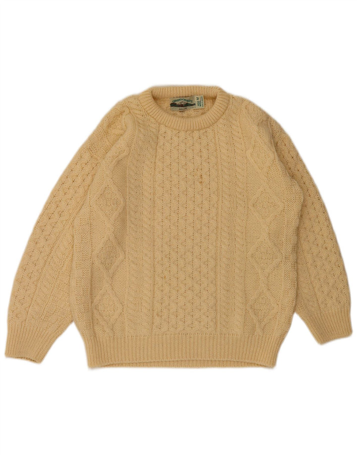 arancrafts Mens Crew Neck Jumper Sweater Medium Beige Wool