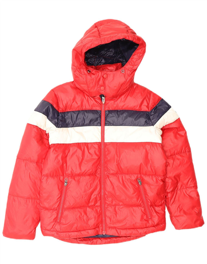 CANADIENS Polstret hættejakke til kvinder UK 14 Medium Red Colourblock