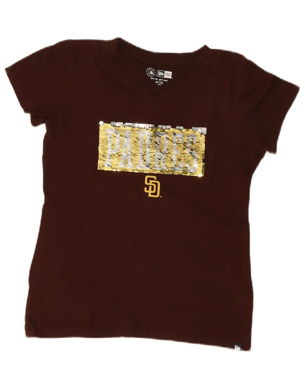 New Era Girls San Diego Padres Grafisk T-shirt Top 10-11 år Brun Bomuld