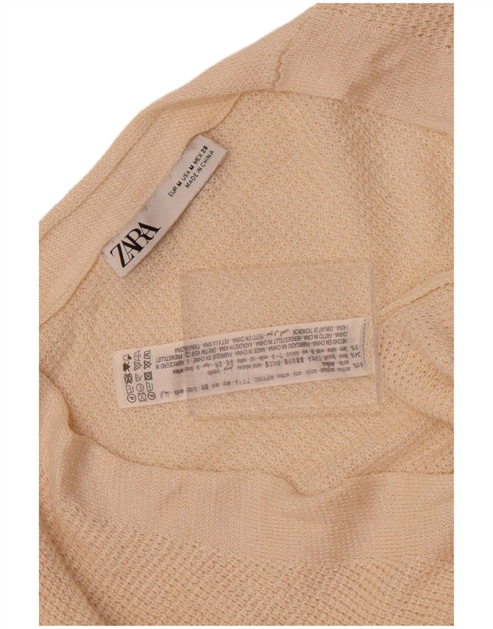 Zara Womens 3/4 Sleeve Oversized Cardigan Sweater UK 14 Medium Off White