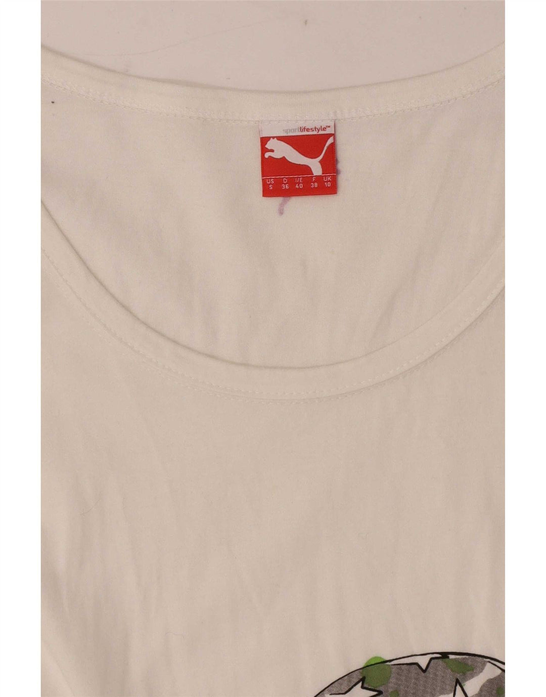 Puma Womens Regular Graphic T-Shirt Top UK 10 Small White