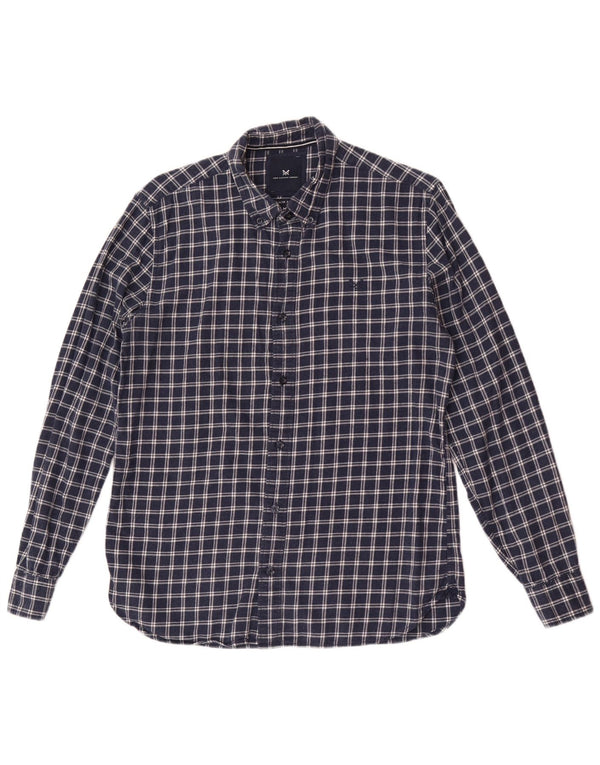 Crew Clothing Mens Slim Fit Flannel Shirt Medium Navy Blue Check Cotton