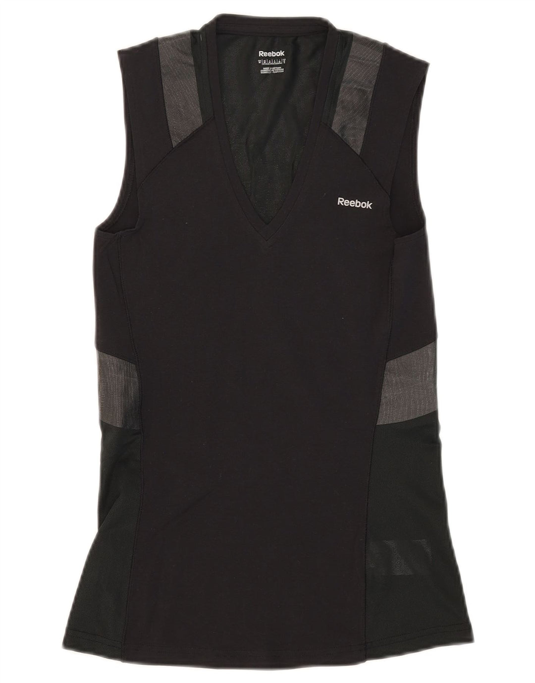 Reebok Womens Vest Top UK 12/14 Medium Black Colourblock Cotton