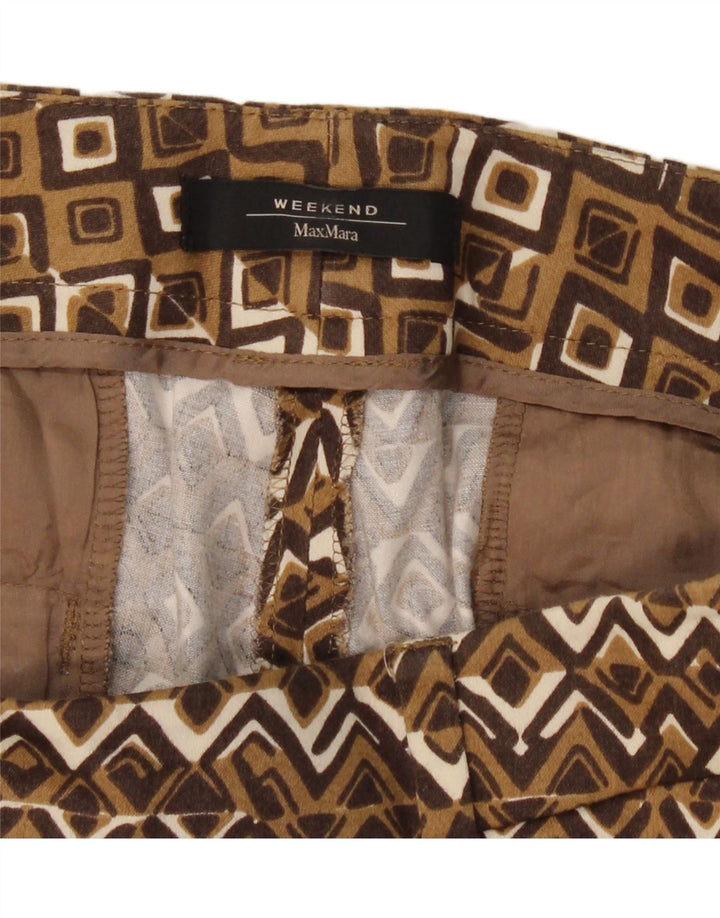 MAX MARA Womens Weekend Slim Cropped Trousers W34 L25 Brown Geometric Vintage Max Mara and Second-Hand Max Mara from Messina Hembry 