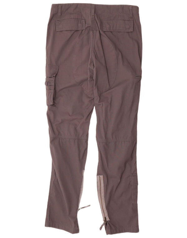 Issaline Womens High Waist Slim Cargo Trousers Large W34 L34 Grey Cotton
