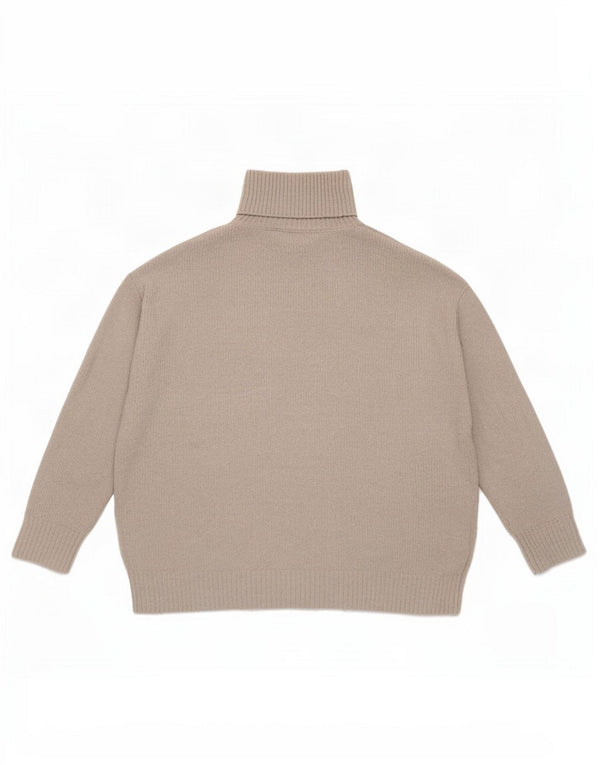 Zara Dame Oversized Roll Neck Jumper Sweater UK 14 Large Grå Polyester