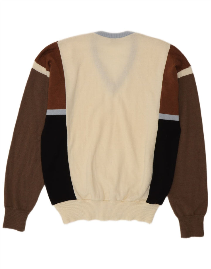 Męski sweter VINTAGE z dekoltem w kształcie litery V IT 50 Średni, wielokolorowy blok kolorów