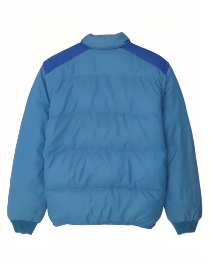 Vintage Mens Padded Jacket UK 38 Medium Blue Colourblock Cotton